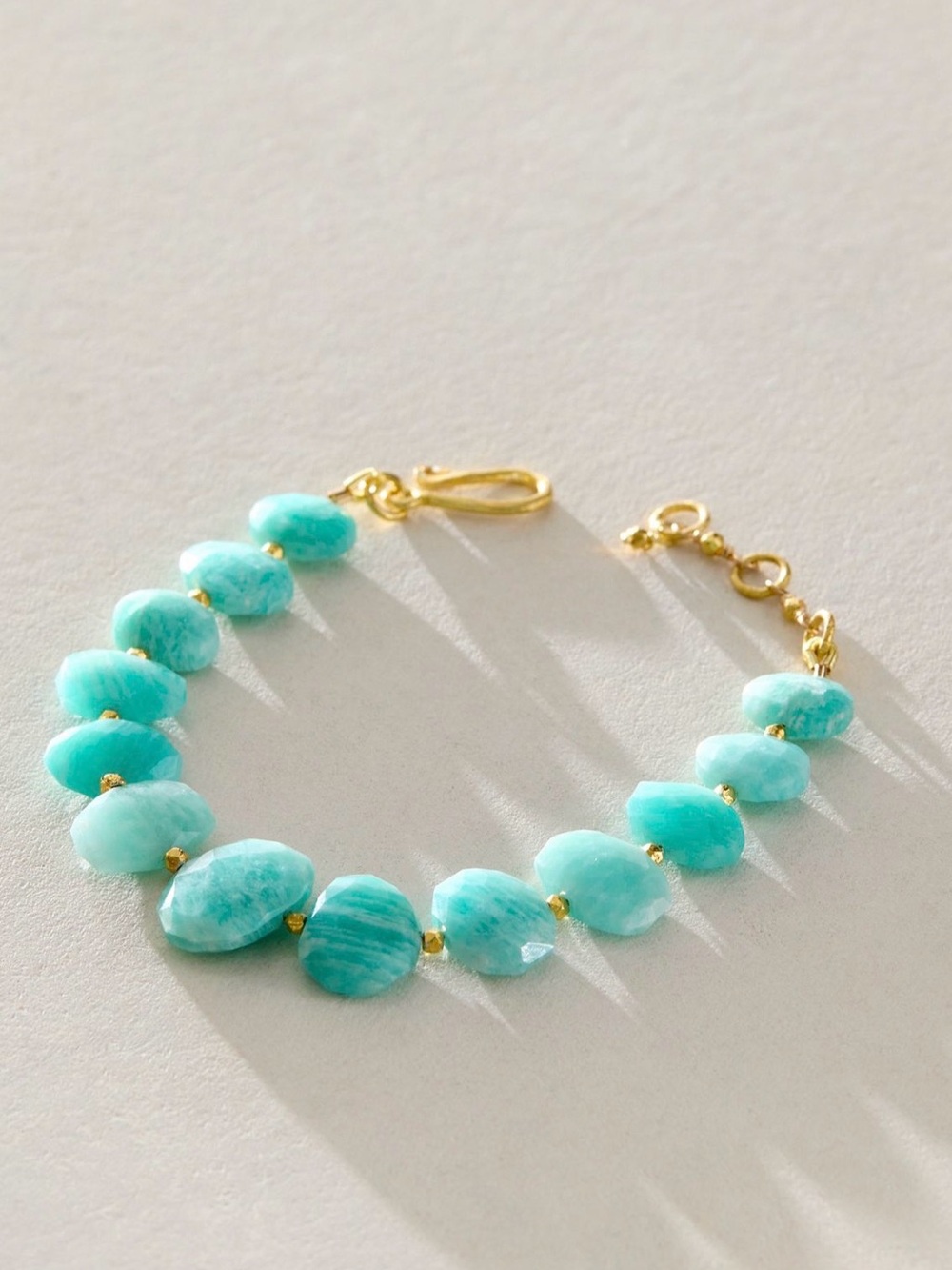NWT FP X Robindira Unsworth Semiprecious Stone Amazonite 14k Gold Bracelet